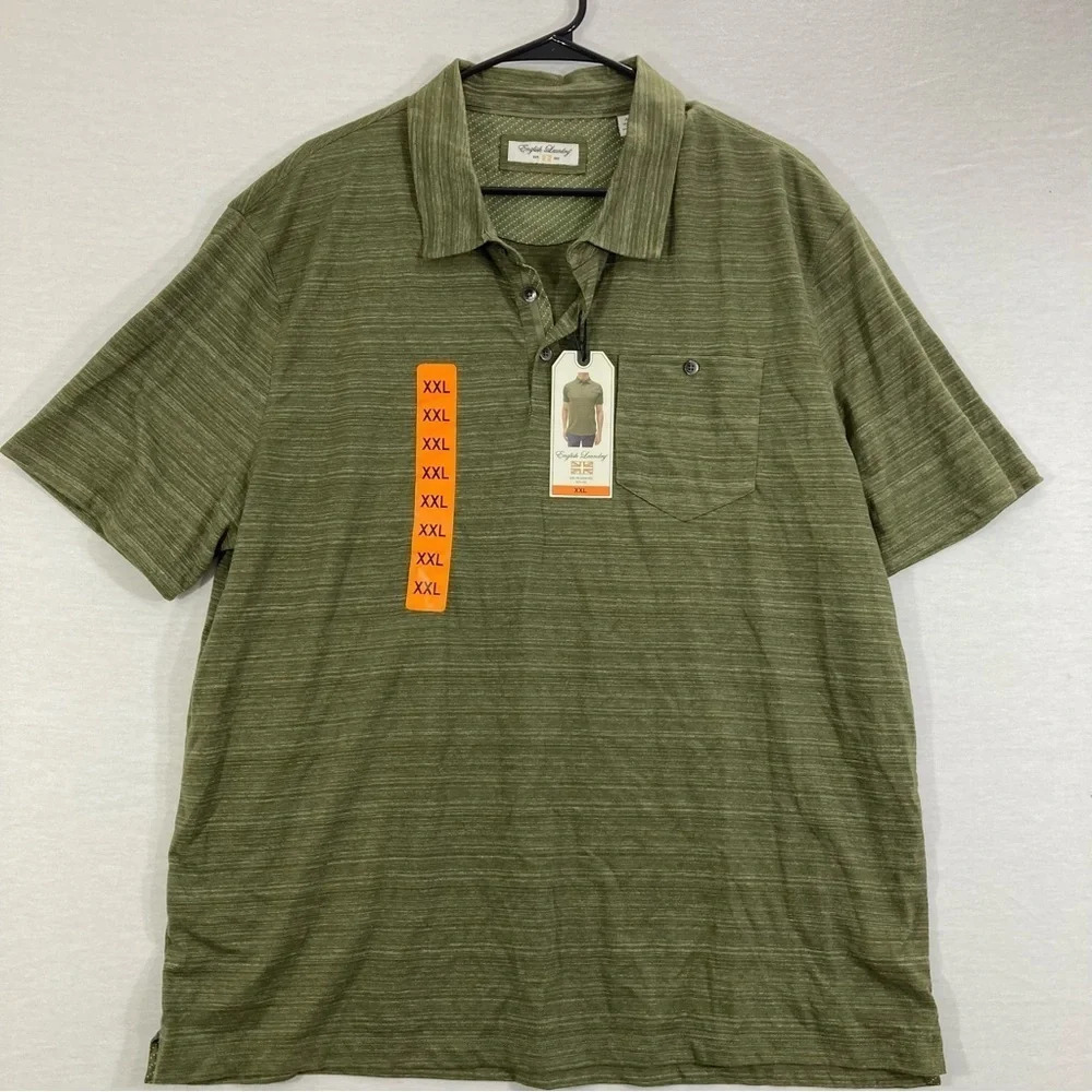 New‎ English Laundry Men's Green Soft Stretch Polo Shirt Size XXL